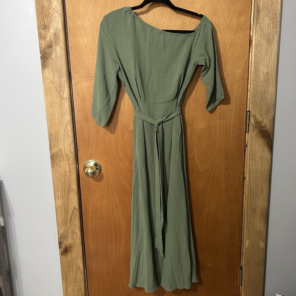 Slant Shoulder Dress Tie Women's Medium Small‎ Green
